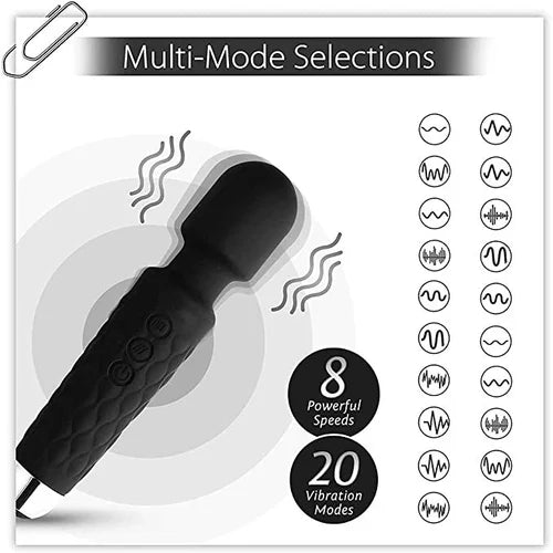 Rechargeable Handheld Body Massager | 20 Modes | 8 Speed Levels | Portable Cordless Muscle Relaxation Device